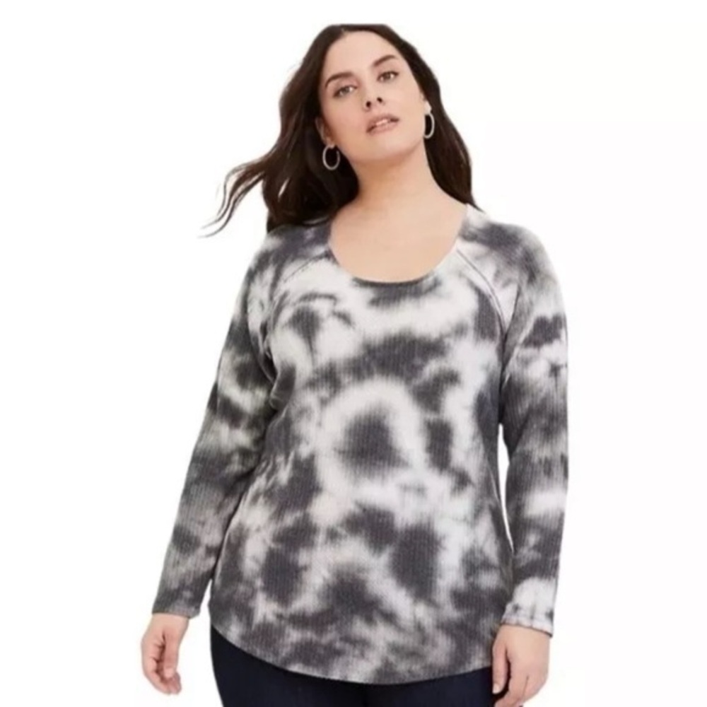 Torrid 3X Waffle Scoop Neck Long Sleeve Crusted Gravel Tee